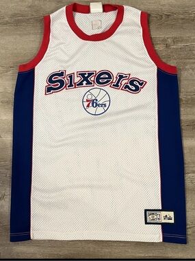 Majestic Hardwood Classics Philadelphia Sixers 76er’s NBA Jersey Large Vintage